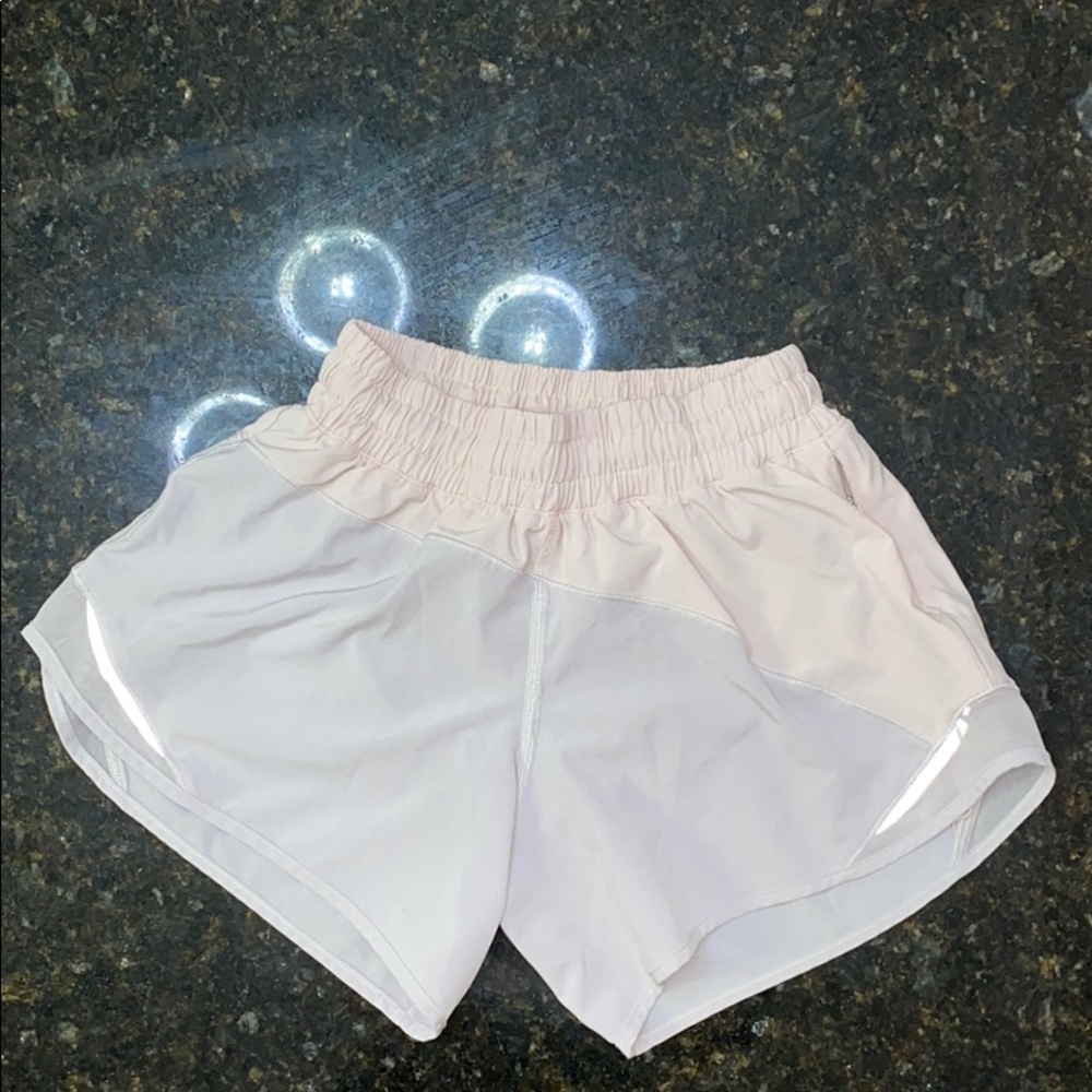White and Pink Lululemon Athletica Shorts